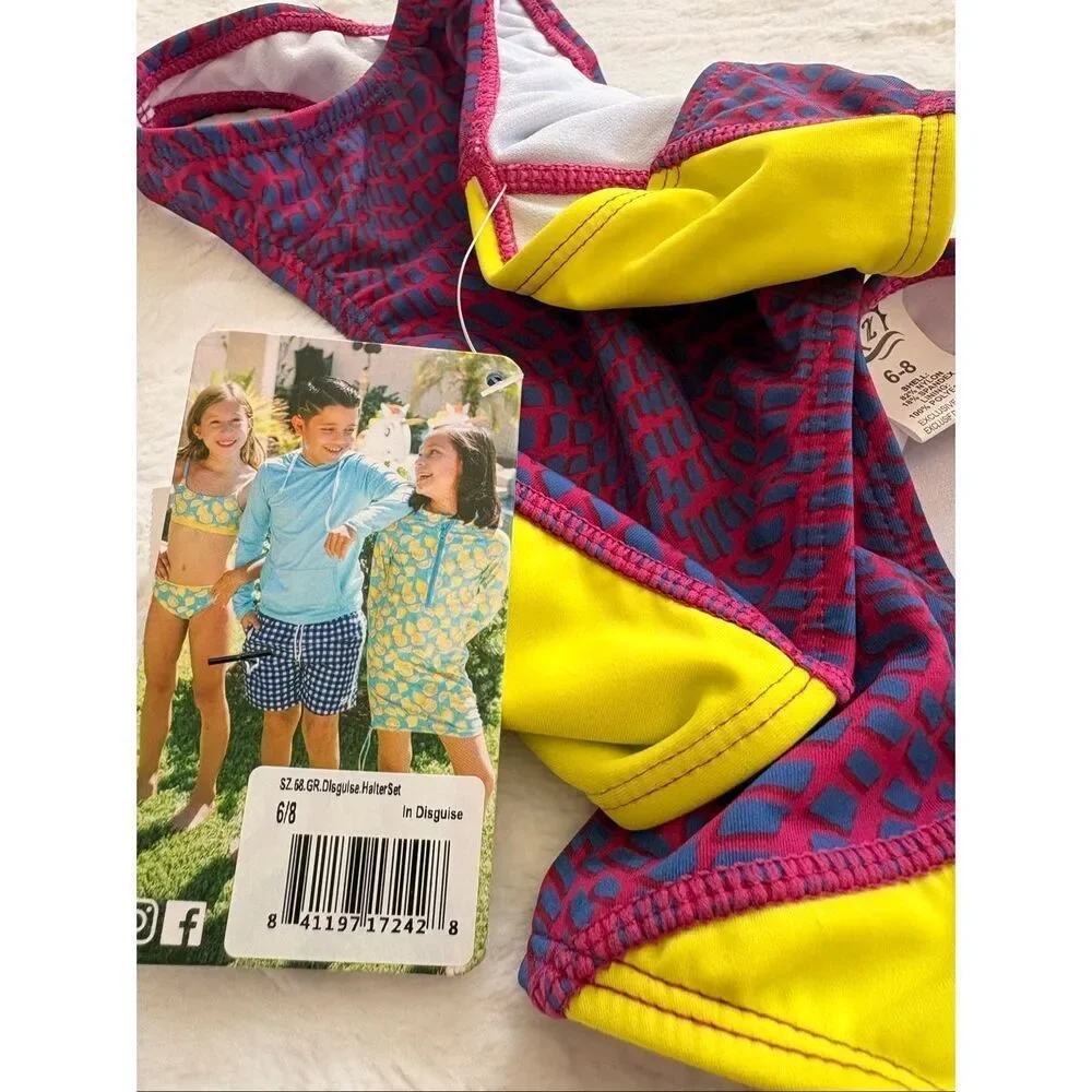 Swim Zip Girls Halter Top Bikini Set (2 Piece) Size 6-8